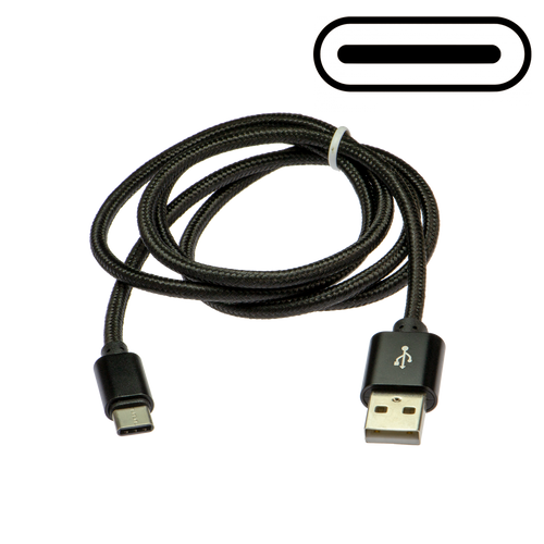 USB-C to USB-A Charge and Sync Cable, Nylon, 3ft