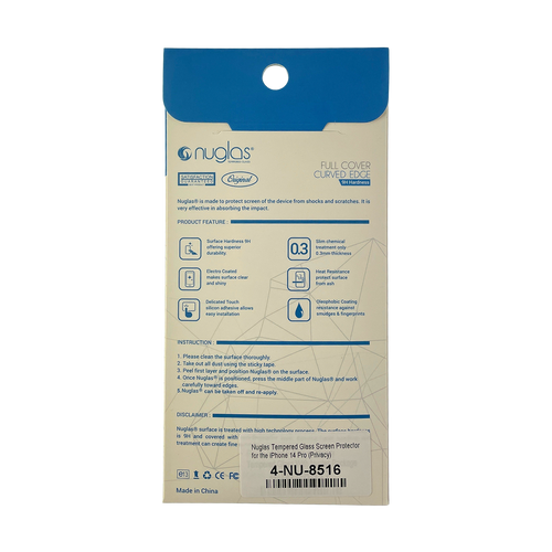 Nuglas Tempered Privacy Glass Screen Protector for the iPhone 14 Pro