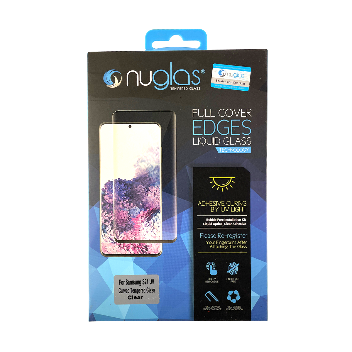 Samsung Galaxy S21 NuGlas Tempered Glass Protector with UV Glue