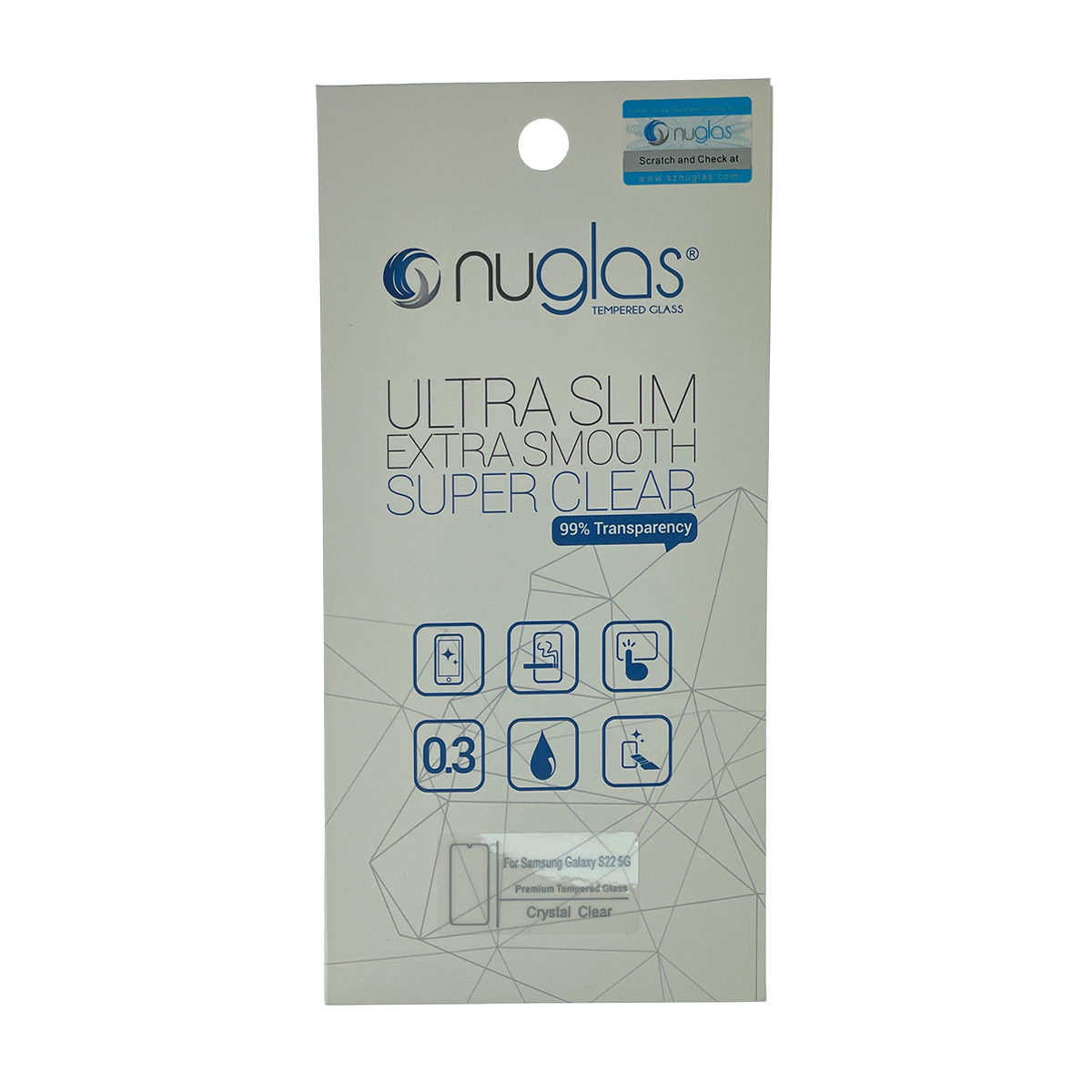 Samsung S22 NuGlas Clear Tempered Glass Screen Protector