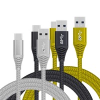 USB-C to USB-A Charge and Sync Cable, Nylon, 3ft